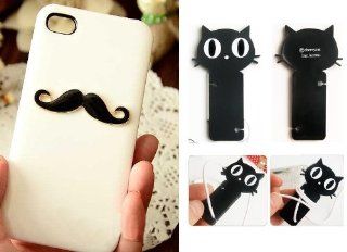 3D Beard White Coque Case for Iphone 4 or 4S (Package Included Cord Wrap) Cell Phones & Accessories