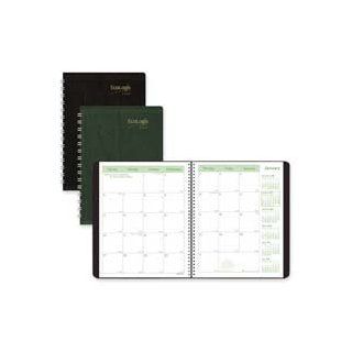 Monthly Planner, 14 Months, Dec Jan, 2PPM, 11"x8 1/2", Green  Appointment Books And Planners 