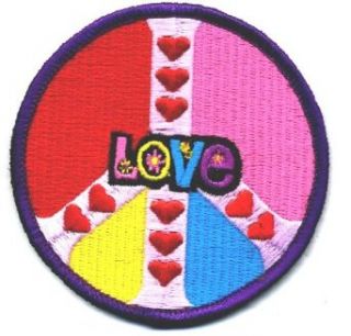 Embroidered Iron On Patch   Heart Love Peace Sign 3" Patch Clothing
