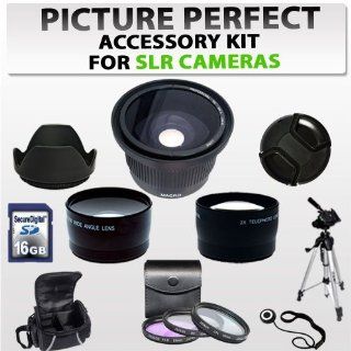 Picture Perfect Lens Accessory Kit for Canon Vixia HF R200, HF R20, HF R21 Dslr Camera Including .34x Macro Fisheye Lens, Wide Angle Lens, 2x Telephoto Lens, 3pcs Filter Kit, Hard Lens Hood, 16bg memory card & Much More  Digital Camera Accessory Kit