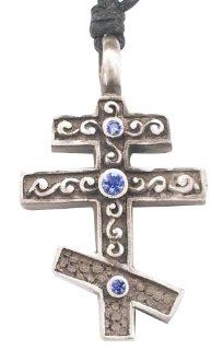 Eastern Orthodox Christian Cross Crystal Pewter Pendant Jewelry