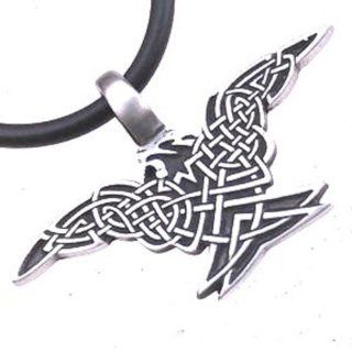 Celtic knot bird Eagle Pewter Pendant w PVC CHOKER Necklace Jewelry