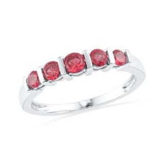 Lab Created Ruby Five Stone Anniversary Band in Sterling Silver