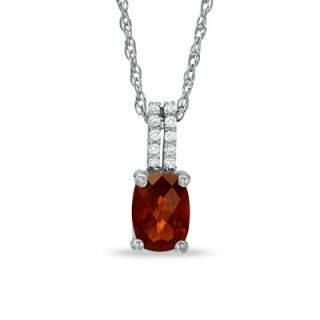 Cushion Cut Garnet and White Topaz Pendant in Sterling Silver   View