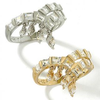 Absolute Baguette V Ring with Marquise Dangles   1.38ct