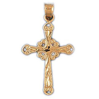 14K Gold Charm Pendant 1.7 Grams Religious Cross8180 Necklace Jewelry