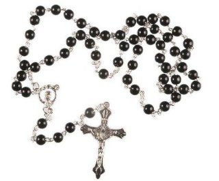 Rosarybeads Black Rosary Beads Rosaries Silver Metal Crucifix