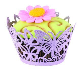 Hortense B. Hewitt Wedding Accessories Lavender Butterfly Decorative Cupcake Wraps, 25 Count   Wedding Ceremony Accessories