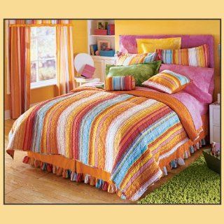 Home Style Inc Sunny Stripe Quilt, Bed Skirt, and Sham Set  