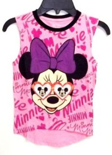 Minnie Mouse Heart Mickey Glasses Girls Pink Tank Top (Girls Extra Large 16) Clothing