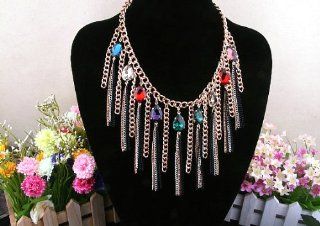 Fashion Tassel Colorful Gemstones Party Collar Necklace,with Tanboo Card and Annagle Necklace Jewelry
