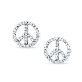 CT. T.W. Diamond Peace Stud Earrings in 10K White Gold   Zales