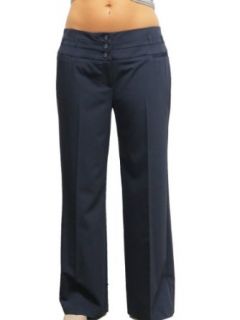 (1322) Womens Plus Size Wide Leg Smart Tailored Trousers Navy Blue