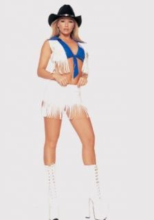 Vinyl Texan Cheerleader 2Pc Outfit (White/Blue;Large) Apparel Accessories Clothing