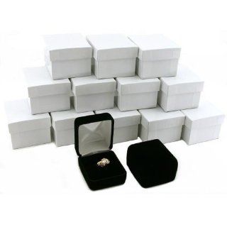 12 Black Velvet Ring Gift Boxes Jewelry Counter Displays  