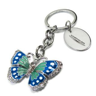 Chrysler Butterfly Key Chain with Crystals (Turquoise & Light Aqua) Automotive