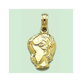 14k Gold Baby Children's Necklace Charm Pendant, Boy Head Silhouette Million Charms Jewelry