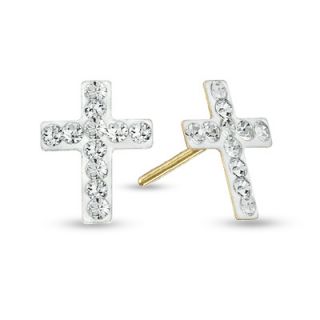 Childs Swarovski® Crystal Cross Stud Earrings in 14K Gold   Zales