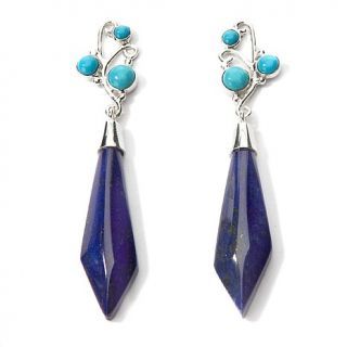 Lapis and Sleeping Beauty Turquoise Drop Sterling Silver Earrings
