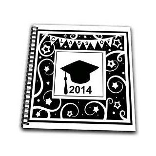 db_120290_2 InspirationzStore Occasions   Class of 2014 graduation memento   black and white graduate hat cap   high school college university   Drawing Book   Memory Book 12 x 12 inch