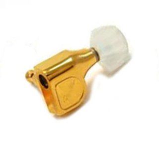 Fender 002 1942 000 Deluxe Cast/Sealed Guitar Tuning Machines with Pearl Buttons, Gold Musical Instruments