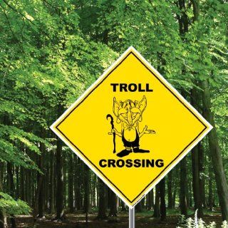 Troll Crossing Sign   22" Diamond Shaped  Yard Signs  Patio, Lawn & Garden