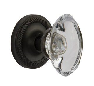 Nostalgic Warehouse ROPOCC 20 OB Rope Rose with Oval Clear Crystal Knob, Oil Rubbed Bronze   Doorknobs  
