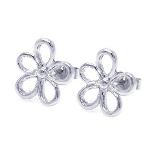 Sterling Silver Earrings Open Flower Studs Earrings Jewelry