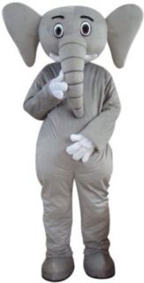 ProCostume Grey Elephant Mascot Costume Fancy Dress Outfit EPE Adult Sized Costumes Clothing