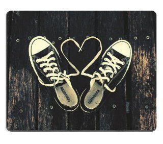 Sneakers with Heart Shaped Shoelaces Mouse Pads Customized Made to Order Support Ready 9 7/8 Inch (250mm) X 7 7/8 Inch (200mm) X 1/16 Inch (2mm) High Quality Eco Friendly Cloth with Neoprene Rubber Liil Mouse Pad Desktop Mousepad Laptop Mousepads Comfortab