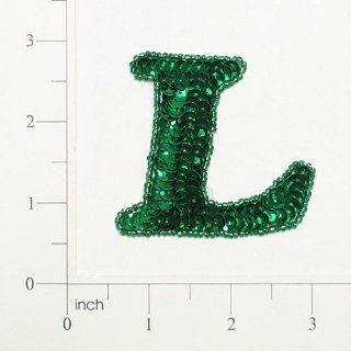 Letter L Sequin Applique   Green
