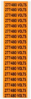 Brady 44360 1/2" Height, 2 1/4" Width, B 498 Repositionable Vinyl Cloth Black On Orange Color Conduit And Voltage Markers Legend "277/480 Volts" (18 Per Card) Industrial Warning Signs