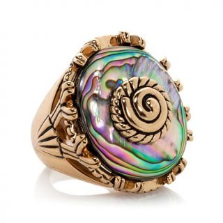 Studio Barse "Catch a Wave" Oval Abalone Bronze Spiral Overlay Ring