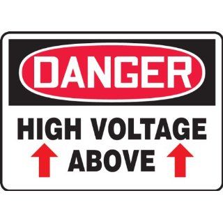 Accuform Signs MTMP106 Plastic Specialty SignPad, Legend "DANGER HIGH VOLTAGE ABOVE", 10" Width x 14" Length x 10 mil Thickness, Black/Red on White (25 per Pad) Industrial Warning Signs