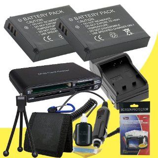 TWO LI 42B Lithium Ion Replacement Batteries w/Charger + Memory Card Reader/Wallet + Deluxe Starter Kit for Olympus Stylus Tough TG 310, Tough 3000, Stylus 850, Stylus 5010, Stylus 7030, Stylus 7040, Stylus FE4030, VR310, VR320, VR330 DavisMAX Accessory Bu