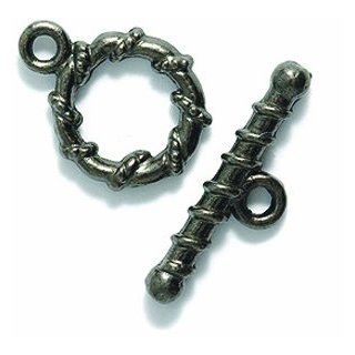 Shipwreck Beads Pewter Toggle Clasp, 11 by 15mm, Metallic, Gunmetal, 5 Set