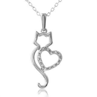 ASPCA® Tender Voices™ Diamond Accent Cat with Heart Pendant in