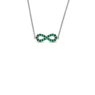 Lab Created Emerald Sideways Infinity Symbol Necklace in Sterling