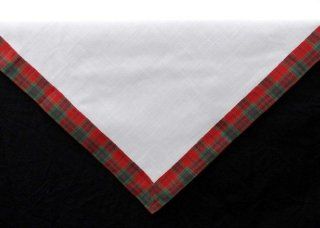 Tablecloth in a Red and Green Plaid with White Centre Design derived from Scottish Tartan.   Place Mats
