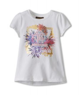 Roberto Cavalli Kids S/S Tee With Mutli Colored Logo Graphic (Toddler/Little Kids) White