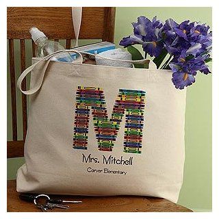 Personalized Tote Bags for Teachers   Crayon Letter Clothing