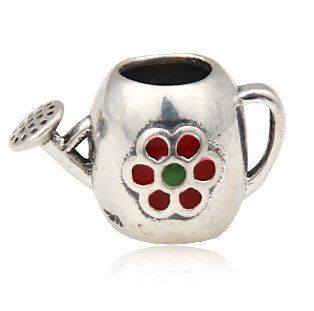 Silver "Flower Watering Can" Charm Bead Compatible Brands Authentic Pandora, EvesErose, Chamilia, Moress, Troll, Ohm, Sterling European, Zable, Biagi, Kay's Charmed Memories, Kohl's, Persona Bracelets / Necklaces & more Jewelry