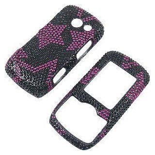 Rhinestones Shield Protector Case for LG Lyric MT375, Pink Stars Black Full Diamond Cell Phones & Accessories