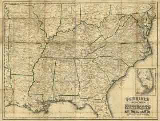 Civil War Map Reprint Perrine's new topographical war map of the southern states Taken from the latest government surveys and official reports. E. R. Jewett & Co., engravers, Buffalo, N. Y. Entered according to Act of Congress, in the year 1863, b