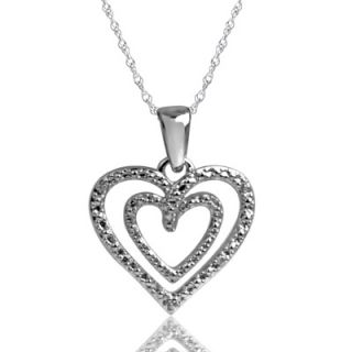 Diamond Accent Double Heart Drop Pendant in Sterling Silver   Zales
