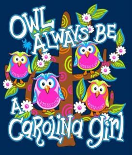 Palmetto Treasures Owl Always Be A Carolina Girl T Shirt Navy Size Small
