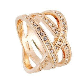 Italina Exquisite 18k Gp Channel Crystal Rings 8.5# for Women Rose Gold   Jewelry Organizers
