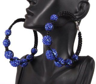 2 Pairs of Blue Basketball Wives Poparazzi Earrings with Shamballas Lady Gaga Paparazzi Jewelry