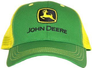 JOHN DEERE GREEN YELLOW TRUCKER HAT CAP MESH FARM ADJ Sports & Outdoors