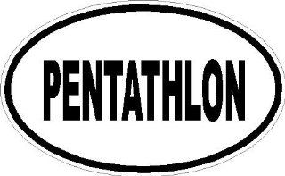 6" Pentathlon euro oval printed vinyl decal sticker for any smooth surface such as windows bumpers laptops or any smooth surface. 